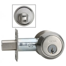 bore auxiliary omnia deadbolt cylinder hole stainless inch single steel modern